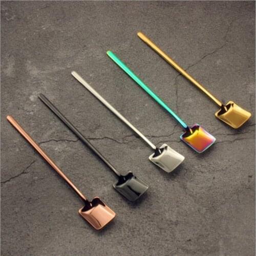 Stainless Steel Tea Spoon Shovel Shape Design Coffee Ice Cream Soup Teaspoons Long Handle Spoons for Kids F20173966