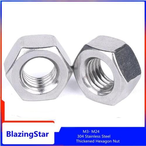 M3 M4 M5 M6 M8 M10 M12 M14 M16 M18 M20 M24 304 stainless steel thickened hexagon nut gb55 extended nut gb6175 hexagon nut