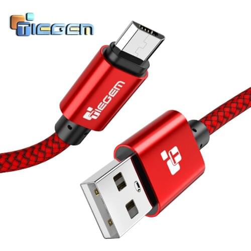 TIEGEM Micro USB Cable 2A Nylon Fast Charge USB Data Cable for Samsung HTC Xiaomi LG Sony Android Mobile Phone USB Charging Cord