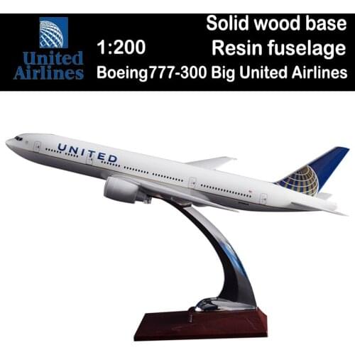 1/200 Boeing777-300 Big United Airlines Airplane Model Toys Aircraft Diecast Plastic Plane Gifts for Adult Boys Airliner Display