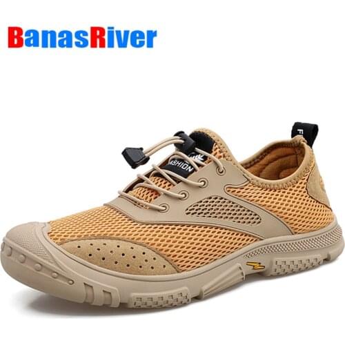 Mens Summer Shoes Flats Mesh Breathable Casual Outdoor Sports Non-slip Comfortable Low Heel Sneakers Handmade Zapatillas Hombre