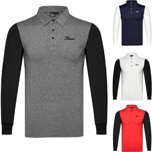 Mens Golf Shirts Spring Autumn Fashion Sports Golf Apparel Long Sleeve Shirt Quick Dry Breathable Polo Shirt for Men