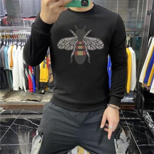 Mens Hoodies Are Made Of High Quality Rhinestone Fashion Leisure Comfort Joker And Warm Plus 4XL