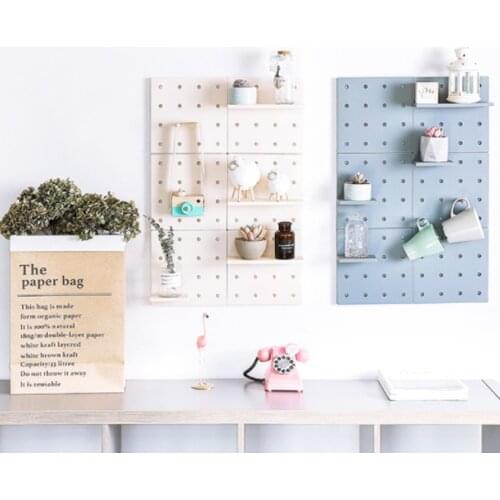 Wall-Mounted Plate Storage Rack Plastic Hole Board Home Organizer Wall Deco Living Room Kitchen Bedroom Partition Shelf