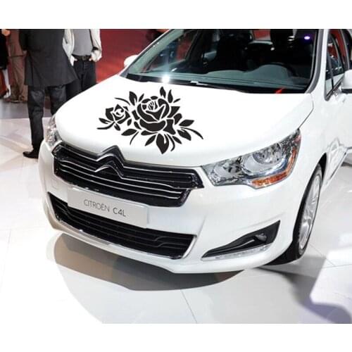 A Pair Car Stickers Flower Rose Engine Hood Decal Car Body Universal Motorcycle Decor Car Vinyl Covers Accessories JDM Stickers