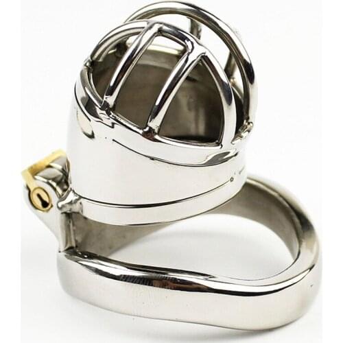 Small Stainless Steel Male Chastity Device 42cm Cock Cage With 40/45/50mm Penis Ring Sex Toy For Men Chastity Belt Sex Shop
