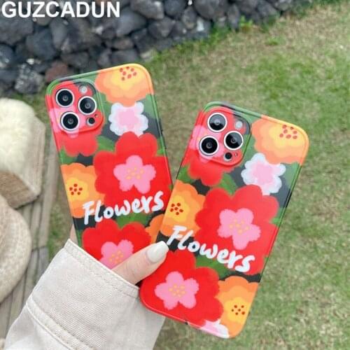 Luxury Painted Flower Coque for Iphone 12 Pro 11 Pro Max Mini Case for Iphone 7 8 Plus Xr Xs MAX X SE 2020 IMD Protective Cover