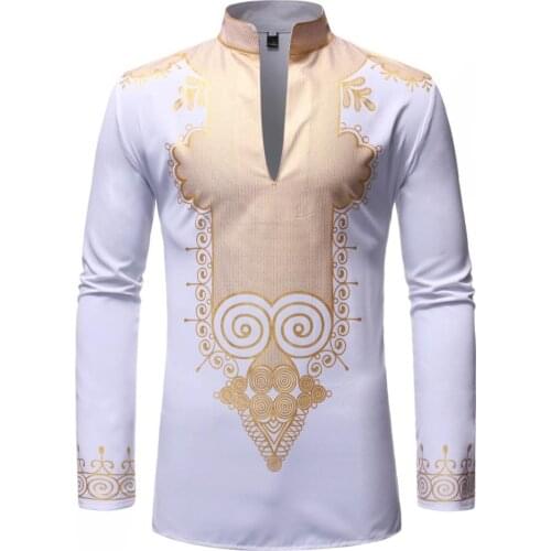 African Dashiki Print Shirt Men 2021 Fashion Streetwear Casual African Clothes Men Slim Fit Long Sleeve African Clothing Male
