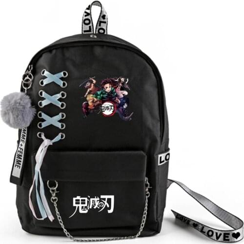 New Harajuku Backpack Women Harajuku Anime Demon Slayer Kimetsuno Yaiba Canvas School Bag Rucksacks Girls&Boys Backpacks
