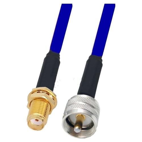 Blue SMA Female To UHF PL259 Male Connector RG401 Coaxial RF Adapter Jumper Cable 50ohm