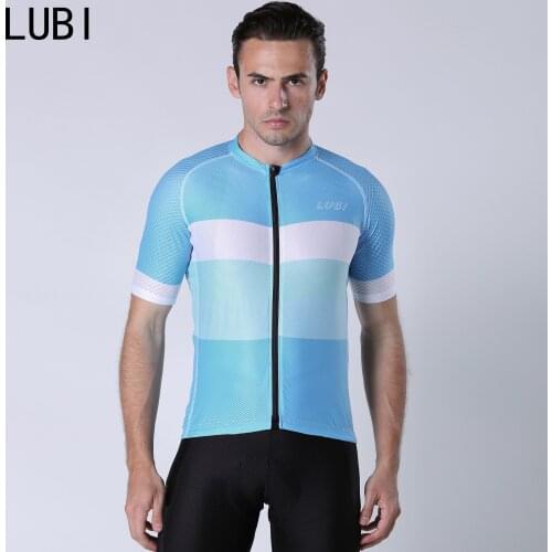 LUBI Blue Mens Cycling Jersey Short Sleeve Bicycle Clothing Breathable Riding Bike Sportswear Cycling Clothes Ropa Ciclismo