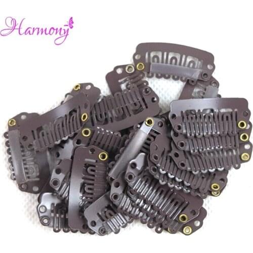Harmony Plus Hair 500pcs 32mm U Shaped stainless steel metal Snap Clips With Silicone For Clip In Weave Wig Accessories