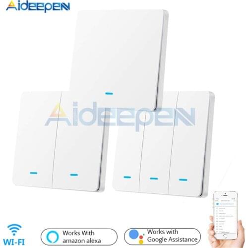 Tuya Smart Switch WiFi Push Button Wall Light Switches EU AC 90V 250V No Neutral Wireless Control Compatible Alexa Google Home