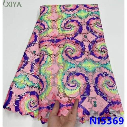 Embroidered African Tissue Cord Lace Fabric with Sequins High Quality Lace French Cord Lace Fabric for Wedding 5Yards NI5369