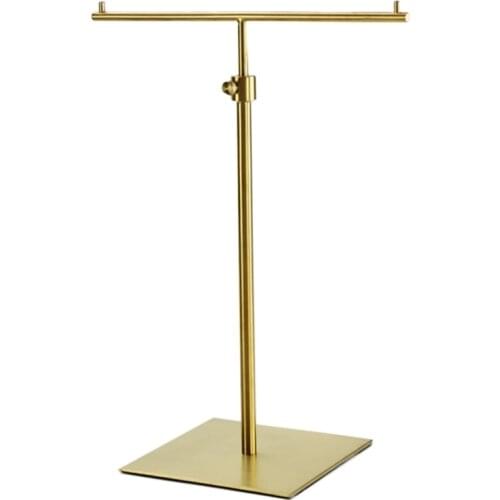 High Quality Metal T-shape Silver Gold Multifunction Tabletop Scarf Display Holder For Silk Scarf Tie Hanging Hook Stand Rack