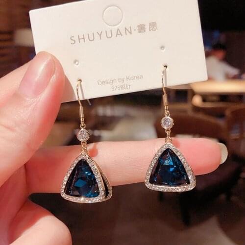 2020 New Fashion Hot Sale Womens Earrings Geometry Triangle Zircon Ear Stud Earrings for Women Bijoux Korean Jewelry Wholesale