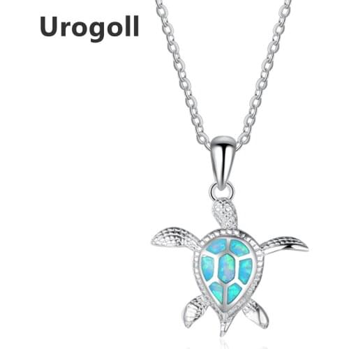 New 925 Sterling Silver Fine Jewelry Turtle Opal Pendant Necklaces For Women Silver 925 Jewelry Party Necklace Gifts
