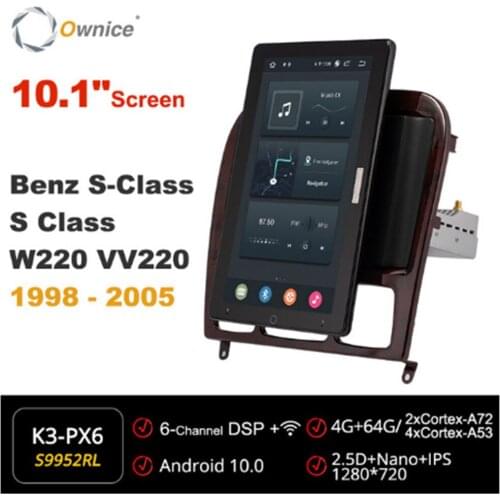 10.1 Inch 1280*720 Android 10.0 Rotation Autoradio forMercedes Benz S-Class W220 1998-2005 Car Radio Auto GPS Multimedia DSP IPS