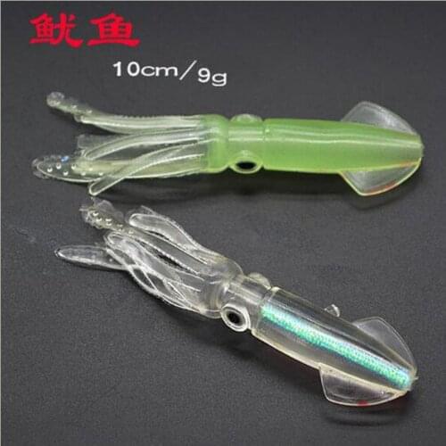 10Pcs/lot Glow Shad Soft Fishing Lures Luminous Octopus Squid Skirt Shone Artificial Sea Fishing Bait