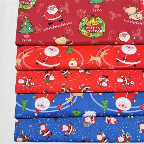 160x50cm Red Blue Santa Claus Twill Cotton Cartoon Fabric Making Bedding Clothing Handmade Christmas Fabric