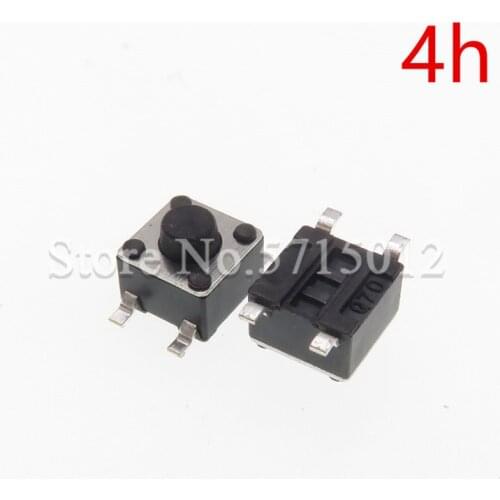 200pcs 4.5*4.5*4mm 4pin SMD Black Micro Push Button Switch Tactile Tact Momentary Electronic Switch
