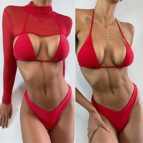 2021 Sexy Red Bikini For Women Nightclub Party Rave Clothes Halter Neck Bra Jazz Pole Dance Clothing Gogo Dancer Outfit DNV14886