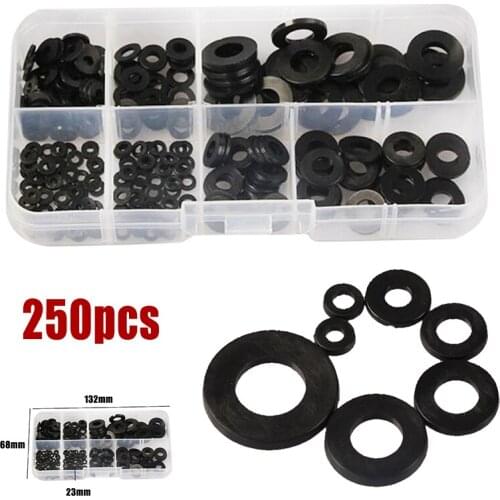 250pcs/set Durable Nylon Flat Washer Assortment Kit m2 m2.5 m3 m4 m5 m6 m8 Screw/Bolt Gasket Ring Kit