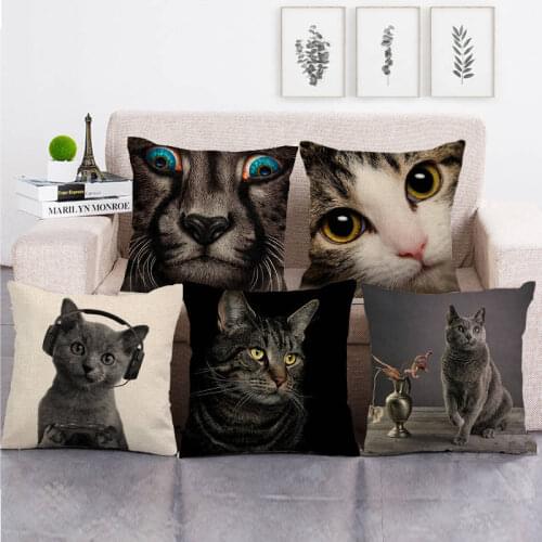 45cm*45cm cats face high quantity cushion cover linen/cotton sofa pillow cover decorative pillow case