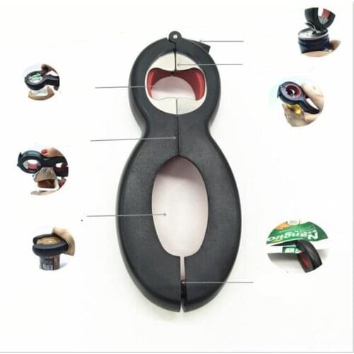 6 in 1 Multifunction Bottle Opener All in One Bottle Jar Gripper Can Wine Beer Lid Opener Portable Kitchen Gadget Manual Opener