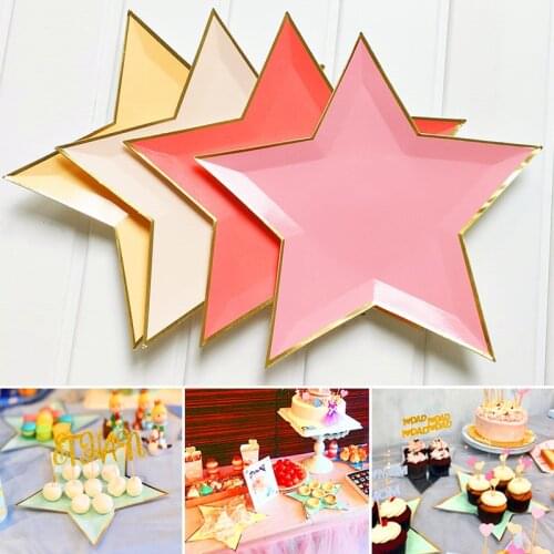 8Pcs European Style Hot Stamping Wu Jiaxing Paper Plate Disposable Party Tableware And Saucer Birthday Party Decorations