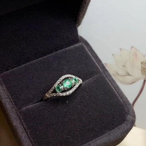 925 Sterling Silver Real Natural Emerald Rings Classic Fine Jewelry New Wedding Wholesale Gift