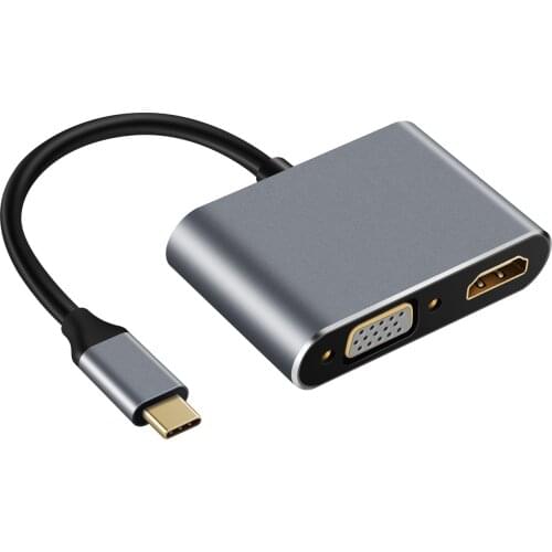 2 IN 1 4 K Type-c to HDMI &VGA adapter PD Charging USB 3.0 Station Adapter Audio Video Cable USB C adapter for laptop