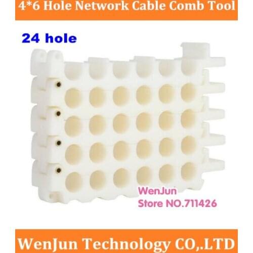 White 4*6 24 hole Network Cable Comb Tool, 24-Hole Cable Comb, Cable Dresser, Organizing Tool for Computer room