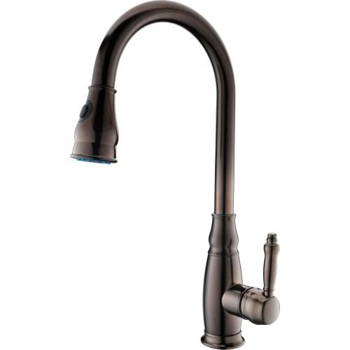 Free ship single Handle One Hole Oil-rubbed Bronze pull out Kitchen faucet mixer tap deck mounted
