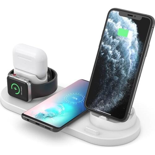 New 10W Qi Wireless Charger Dock Station 6 In 1 Wireless Charging Wireless Chargers Phone For Apple Android Phone Charger Stand