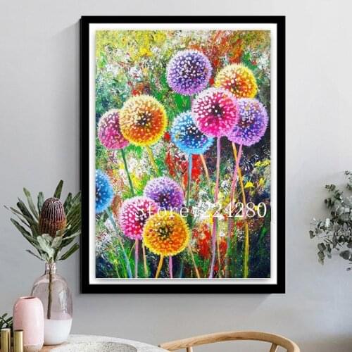 Color dandelion garden Needlework,sets Cross stitch Handmade 14CT Canvas DIY,Cross-stitch kits,For Embroidery Arts Home
