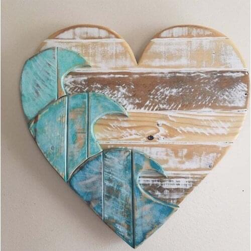 Nordic Style Wooden Heart Shape Hanging Pendant Ocean Love Design Wall Decoration Home Decor Romantic Gifts for Friends Families