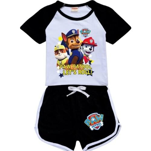 Kids Clothing PAW PATROL Shirt Cotton Toddler School Girl Outfit Teenage Summer Tshirt Short Pants Suit Boys Tops Sets