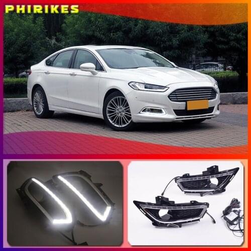2Pcs DRL For Ford Mondeo Fusion 2013 2014 2015 2016 Daytime Running Lights Fog Lamp cover white Daylight