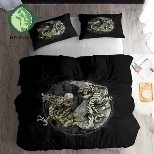 HELENGILI 3D Bedding Set Yin Yang Print Duvet Cover Set Bedclothes with Pillowcase Bed Set Home Textiles #YY20