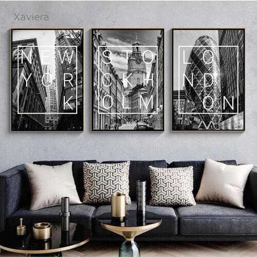 Hd Travel City Print Canvas Painting New York London Barcelona Landscape Black White Poster Modern Minimalist Room Decoration