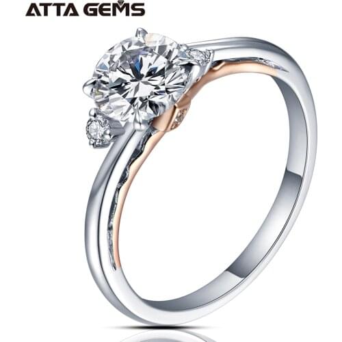 ATTAGEMS Rose Gold Color Rings For Women 18K Gold Ring Sparkling Moisssanite Diamond Wedding Band Anniversary Fine Jewelry