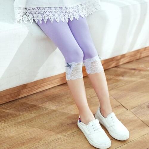 Summer thin girl girl underwear big boy cotton pants modle baby five points lace children seven pants Girl