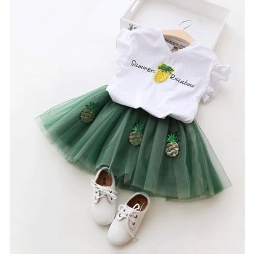Summer Girls 'Skirt Set Short Sleeved Princess Skirt Little Girl T-shirt Two Pieces Set
