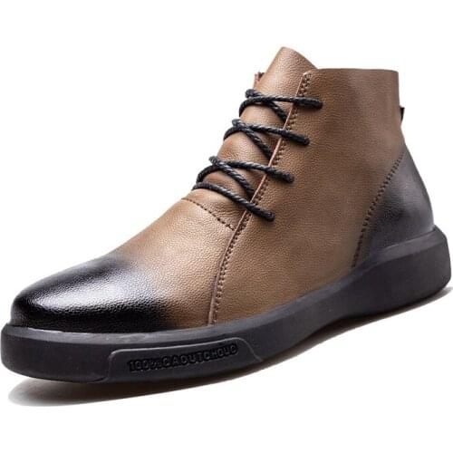 Mens Boots Lace-up Leather Casual Boots Men 2021 Autumn Shoes Original classic design Men Fashion Shoes Men Outdoor Work Boots