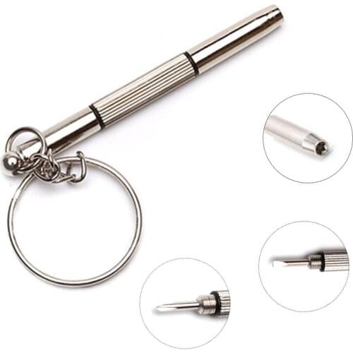 Fashion 3 in1 Eyeglass Screwdriver Hand Tools Sunglass Watch Repair Kit with Keychain