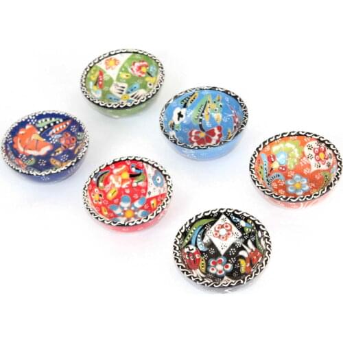 8 cm Kütahya Authentic Mixed Color Ceramic Ceramic Bowl Set decor for nuts turkish traditional anatolian handmade pottery natura