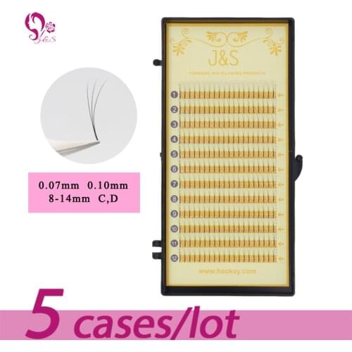 J & S 3D W premade fans eyelashes, fans Russia volume heat bonded 0.07mm and 0.10mm 3D eyelashes extensions
