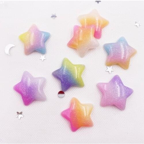 New 10pcs Resin 20mm Colorful 3D Glitter Star Flatback Stone Scrapbook Wedding DIY Ornaments Applique Crafts SH08