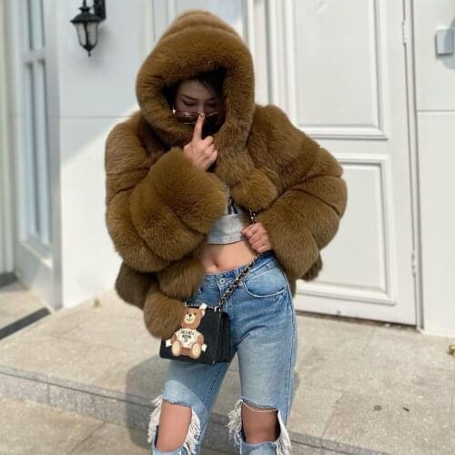 2021 New imported Fox Fur Coat Whole Fur Coat Womens Big Hat Young Short Fur One